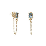 Aretes aguamarinas y cadena oro 14k