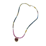 Collar zafiros y dije granate oro 14k