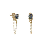 Aretes zafiros y cadena oro 14k