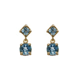 Aretes topacios dobles oro 14k