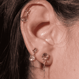Aretes dobles peridots y cuarzos verdes oro 14k