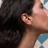 Aretes dobles zafiros y amatistas oro 14k