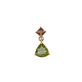 Arete individual peridot y turmalina rosa