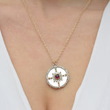 Collar Brújula Peridot Doble Tono