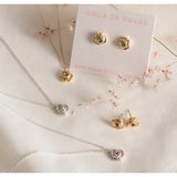 Cadena rosa y esmeralda plata