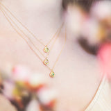 Cadena rosa y rubí oro 14k