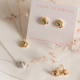 Aretes rosa y zafiros plata