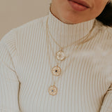 Collar Brújula Amatista Dorada