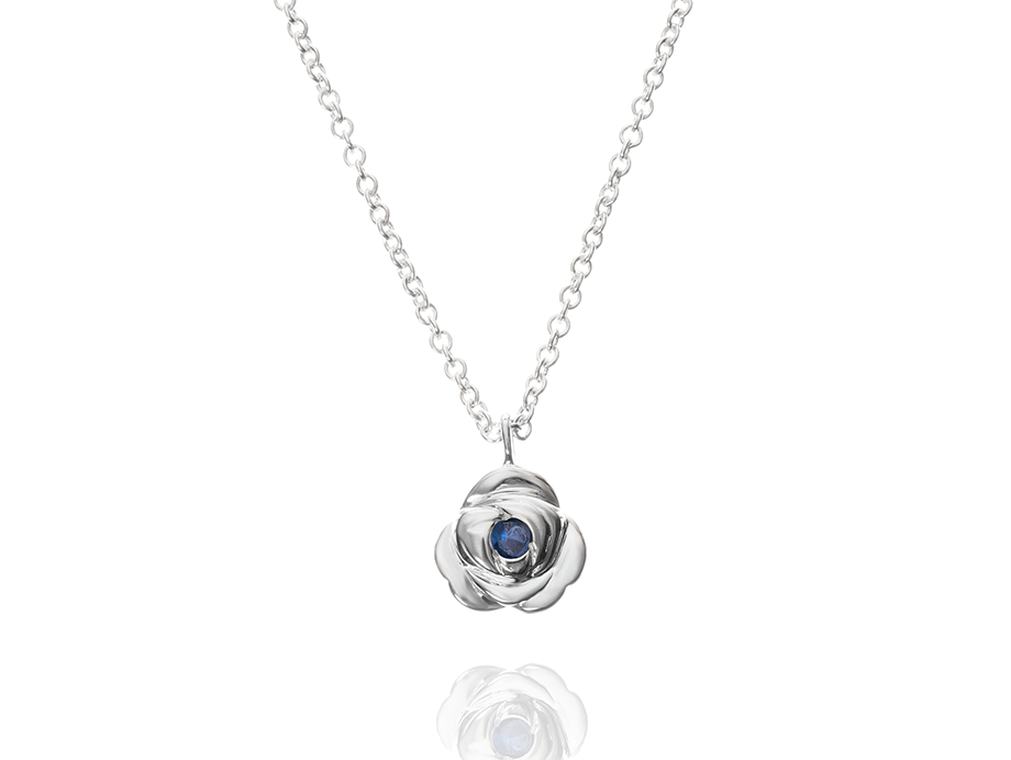 Cadena rosa y zafiro oro 14k